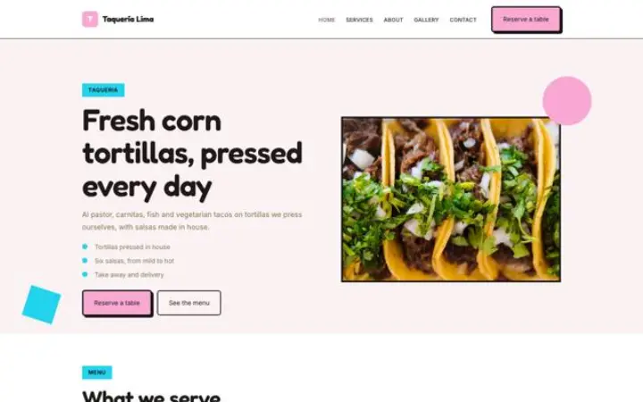 Webbplats för taqueria