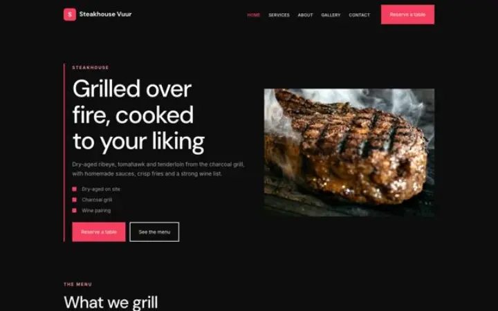 Webbplats för steakhouse