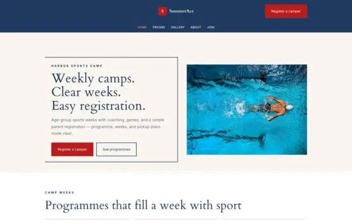 Webbplats för sportläger