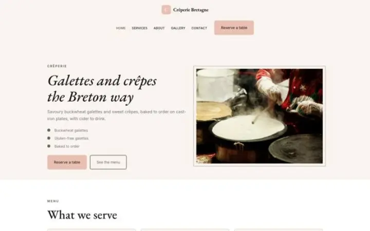 Webbplats för crêperi