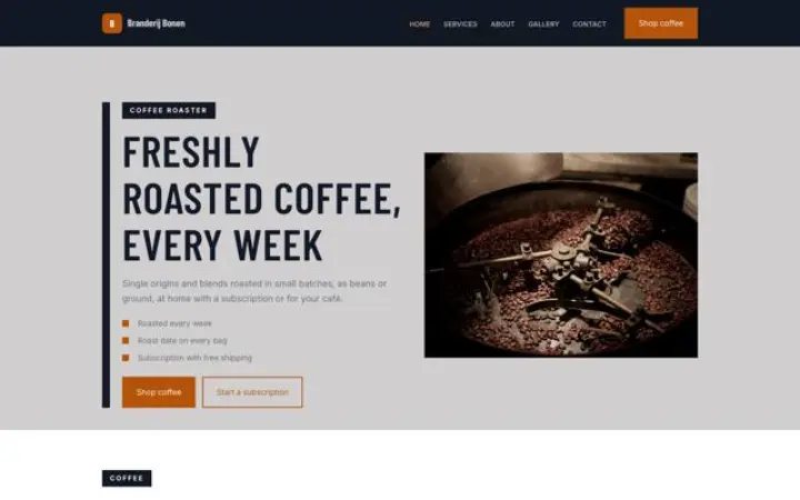 Webbplats för kafferosteri
