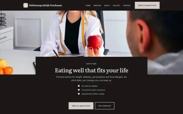 Webbplats för dietist