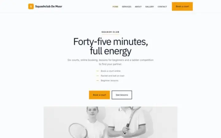 Webbplats för squashklubb