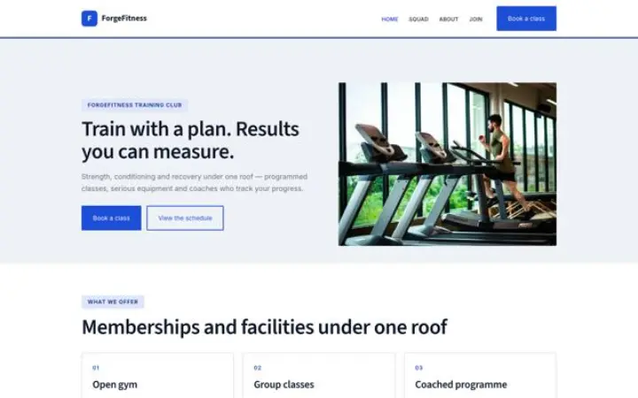 Webbplats för gym