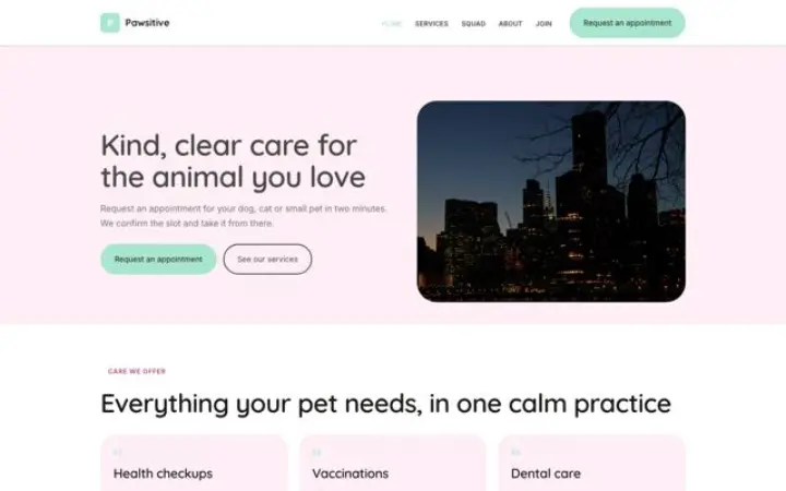 Webbplats för veterinär