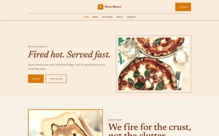 Webbplats för pizzeria