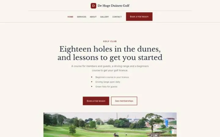 Webbplats för golfklubb