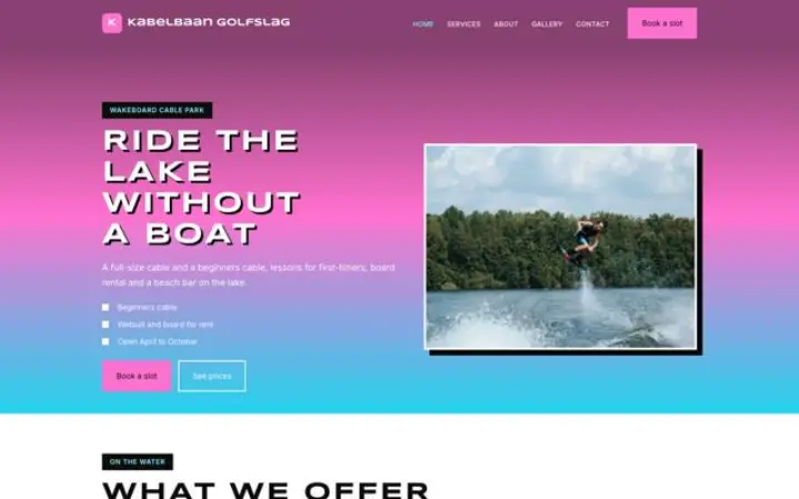 Webbplats för wakeboardkabelpark