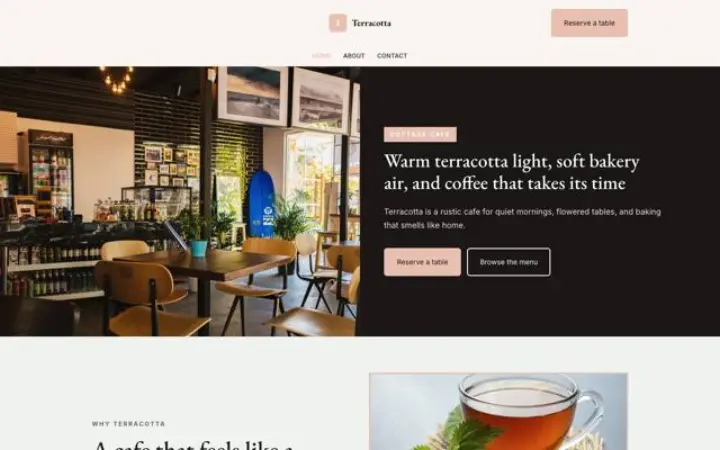 Exempel på temat Terracotta för pub