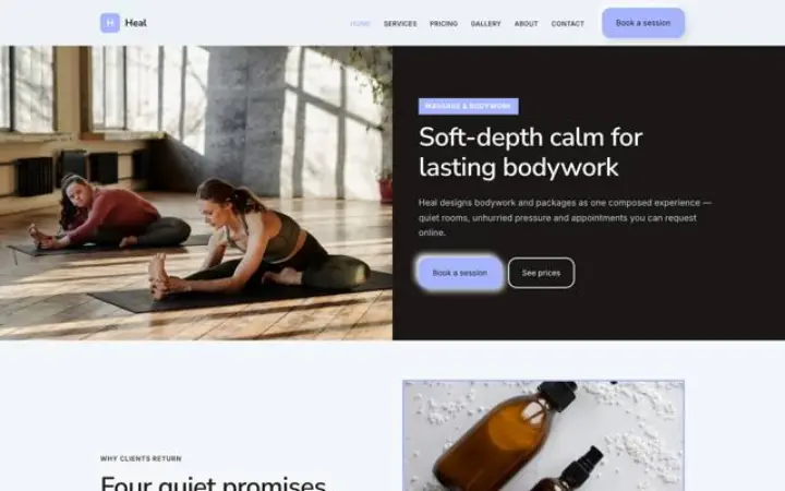 Webbplats för massage & kroppsbehandling