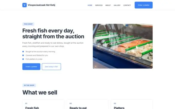 Webbplats för fiskaffär