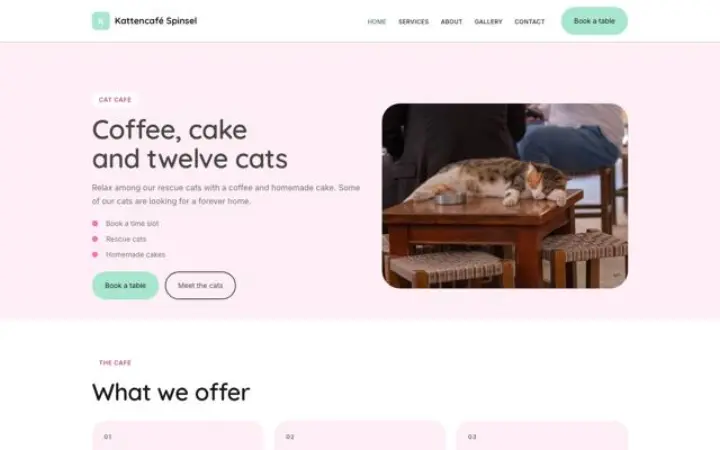 Webbplats för kattkafé