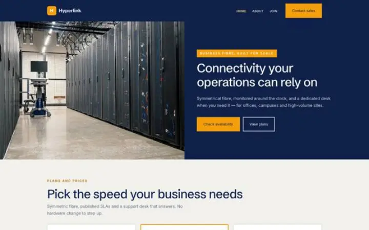 Webbplats för internetleverantör
