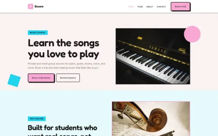 Webbplats för musikskola