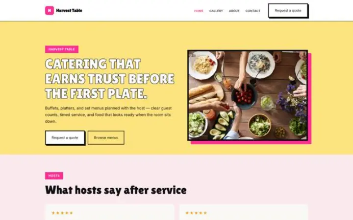 Webbplats för catering
